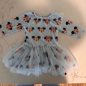 Kids Blue Dress with Cartoon Print